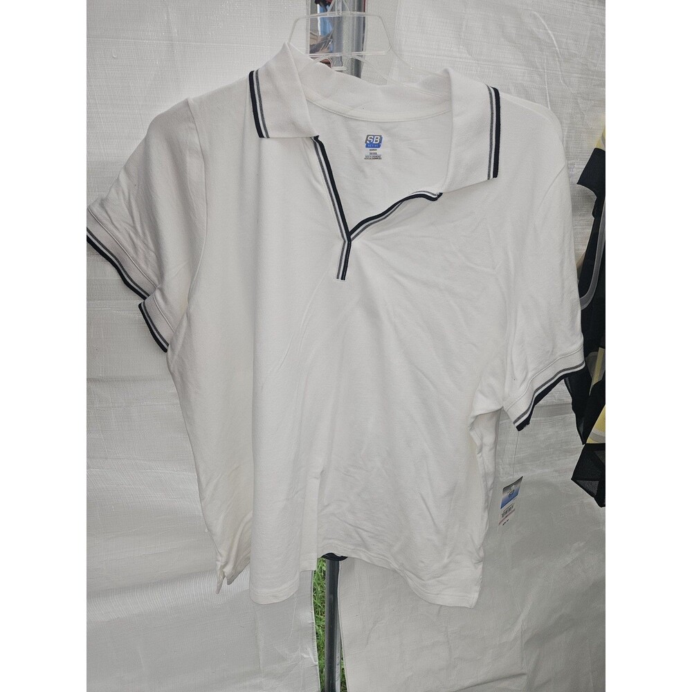 SB White Polo Shirt with Black Trim
